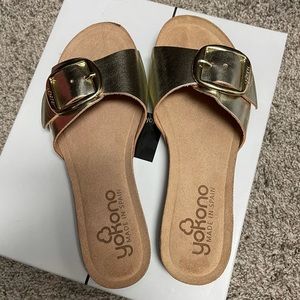Brand new Yokono gold sandals!!